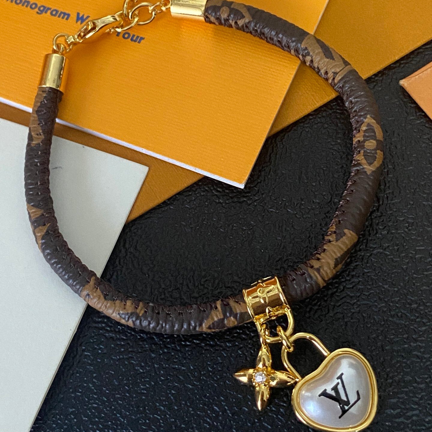 Love Pendant Leather Bracelet