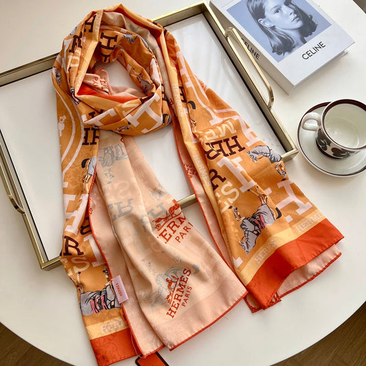 Double Sided Horse Pattern Silk Scarf